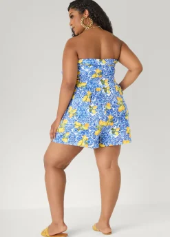 Strapless Printed Romper