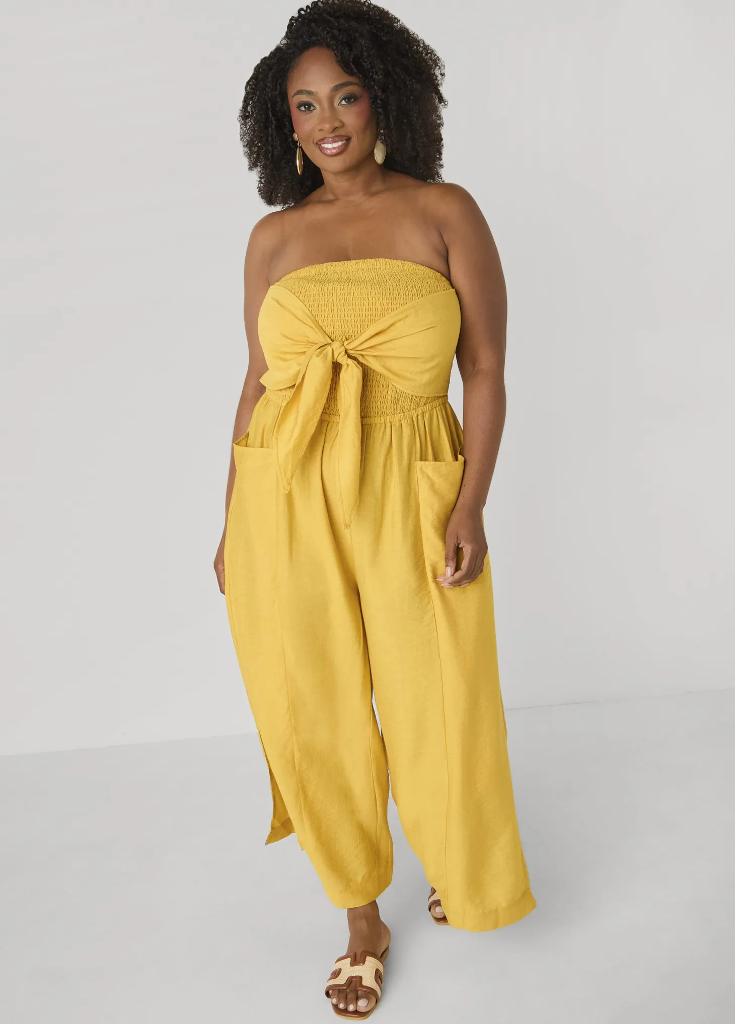 Strapless Tie Front Jumpsuit