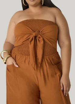 Strapless Tie Front Jumpsuit