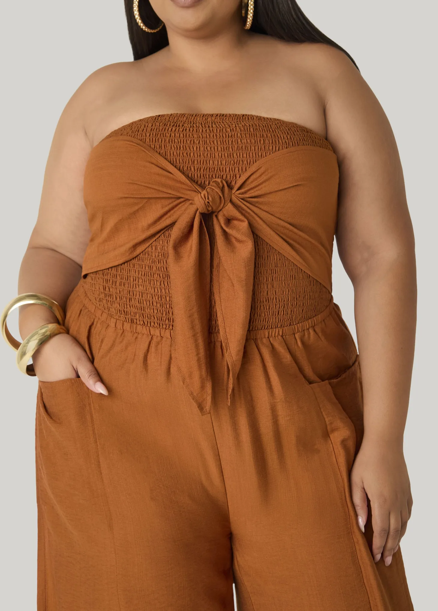 Strapless Tie Front Jumpsuit