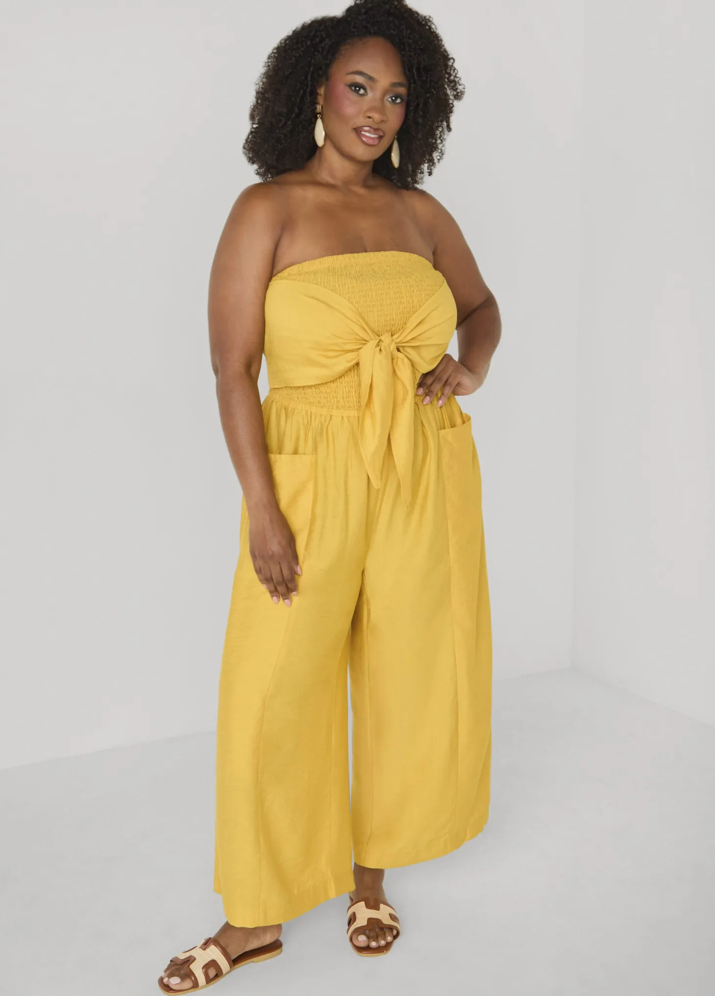 Strapless Tie Front Jumpsuit