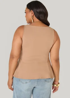 Stretch Crepe Peplum Top