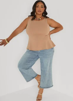 Stretch Crepe Peplum Top