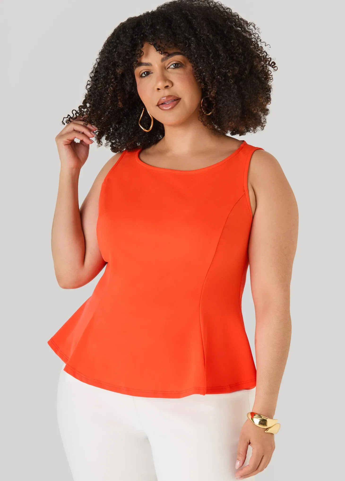 Stretch Crepe Peplum Top