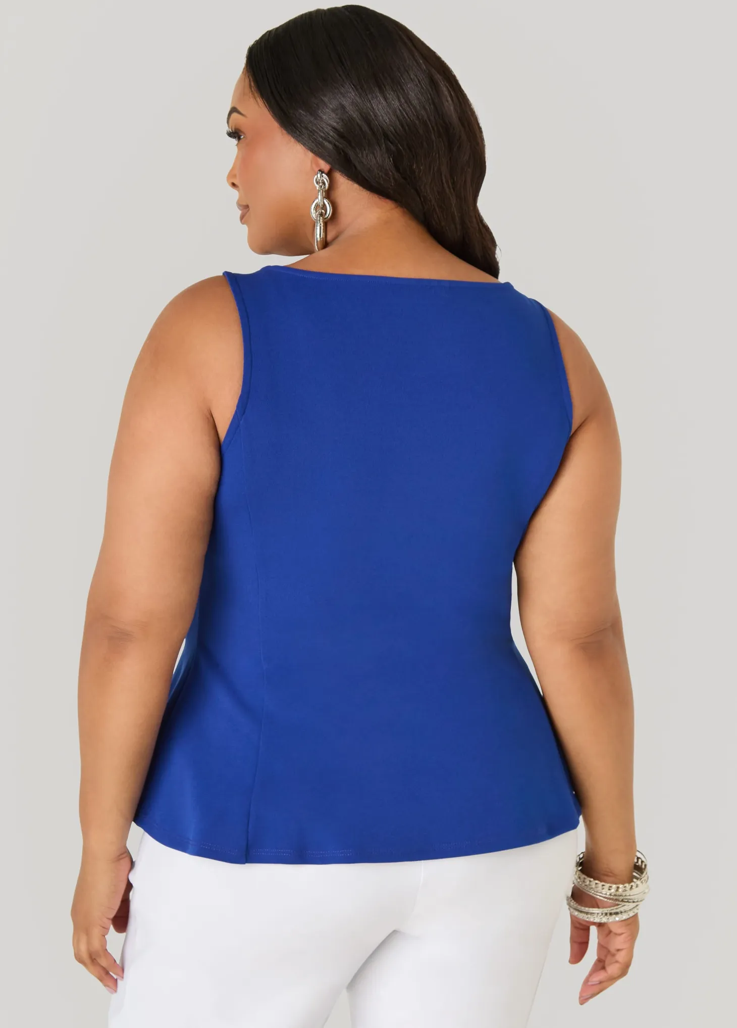 Stretch Crepe Peplum Top