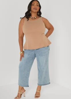 Stretch Crepe Peplum Top
