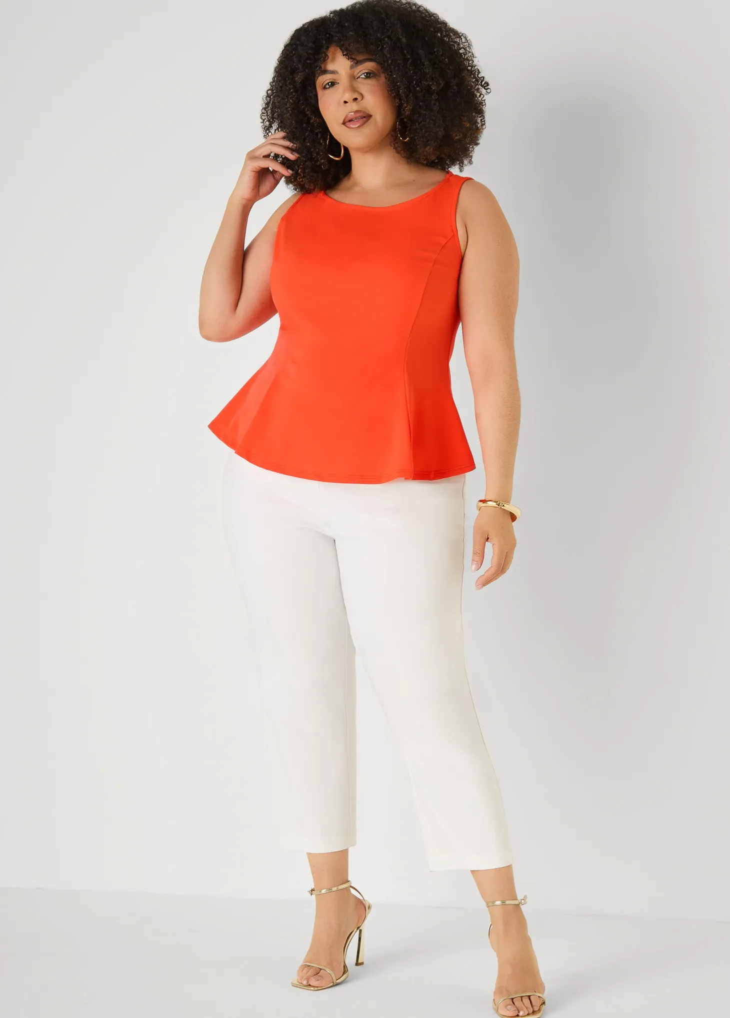Stretch Crepe Peplum Top