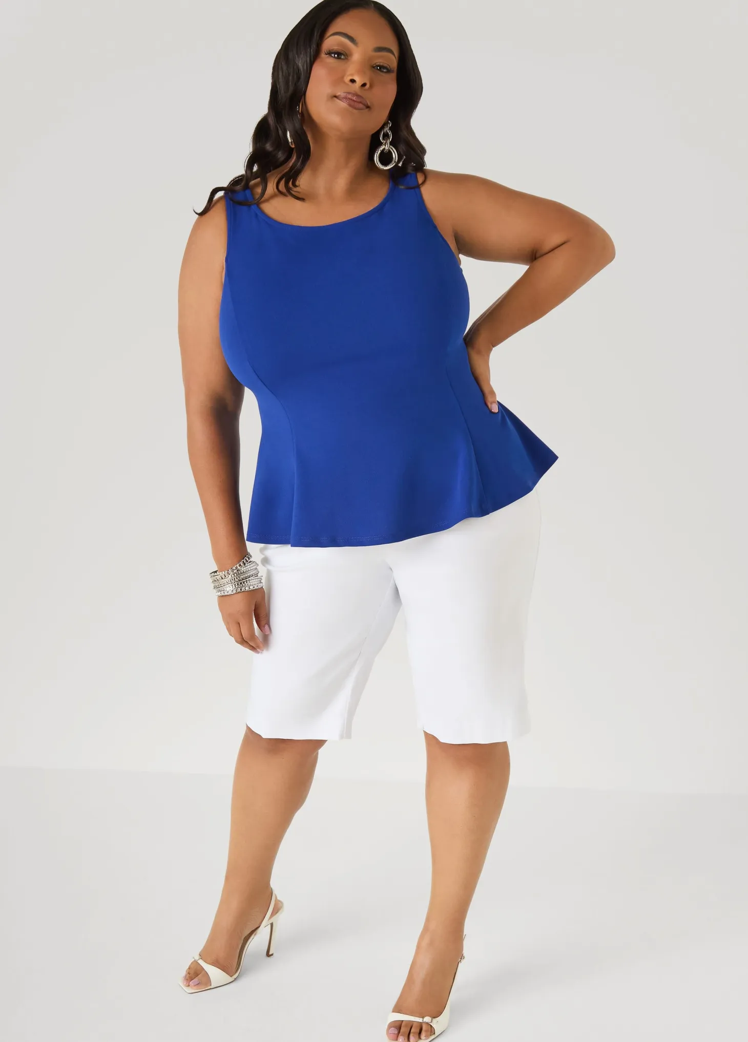 Stretch Crepe Peplum Top