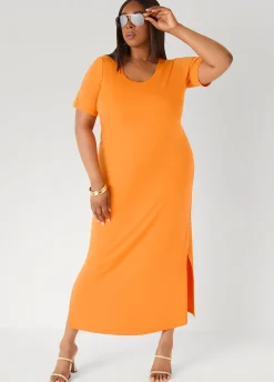 Stretch Knit Maxi T Shirt Dress