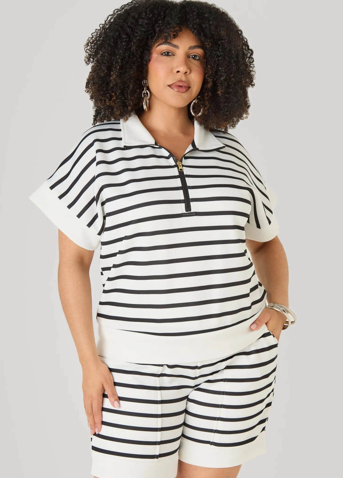 Striped Athletic Knit Pullover