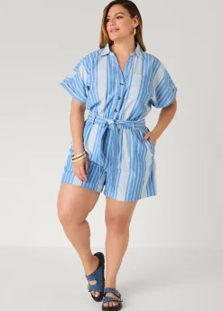 Striped Chambray Romper