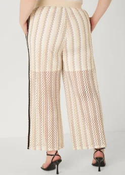 Striped Crocheted Wide Leg Pants