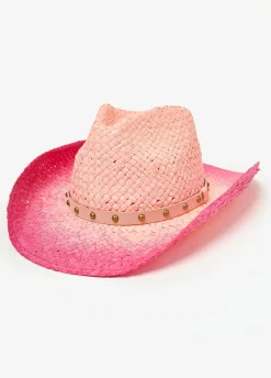 Studded Ombre Straw Cowboy Hat