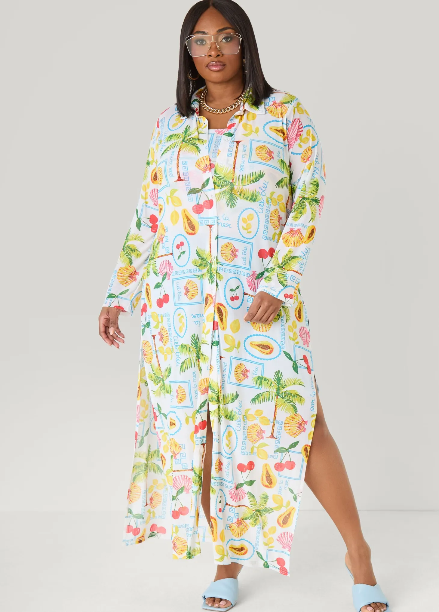 Summer Print Mesh Duster
