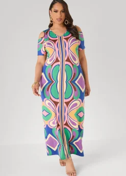 Tall Cold Shoulder Printed Maxi Dress