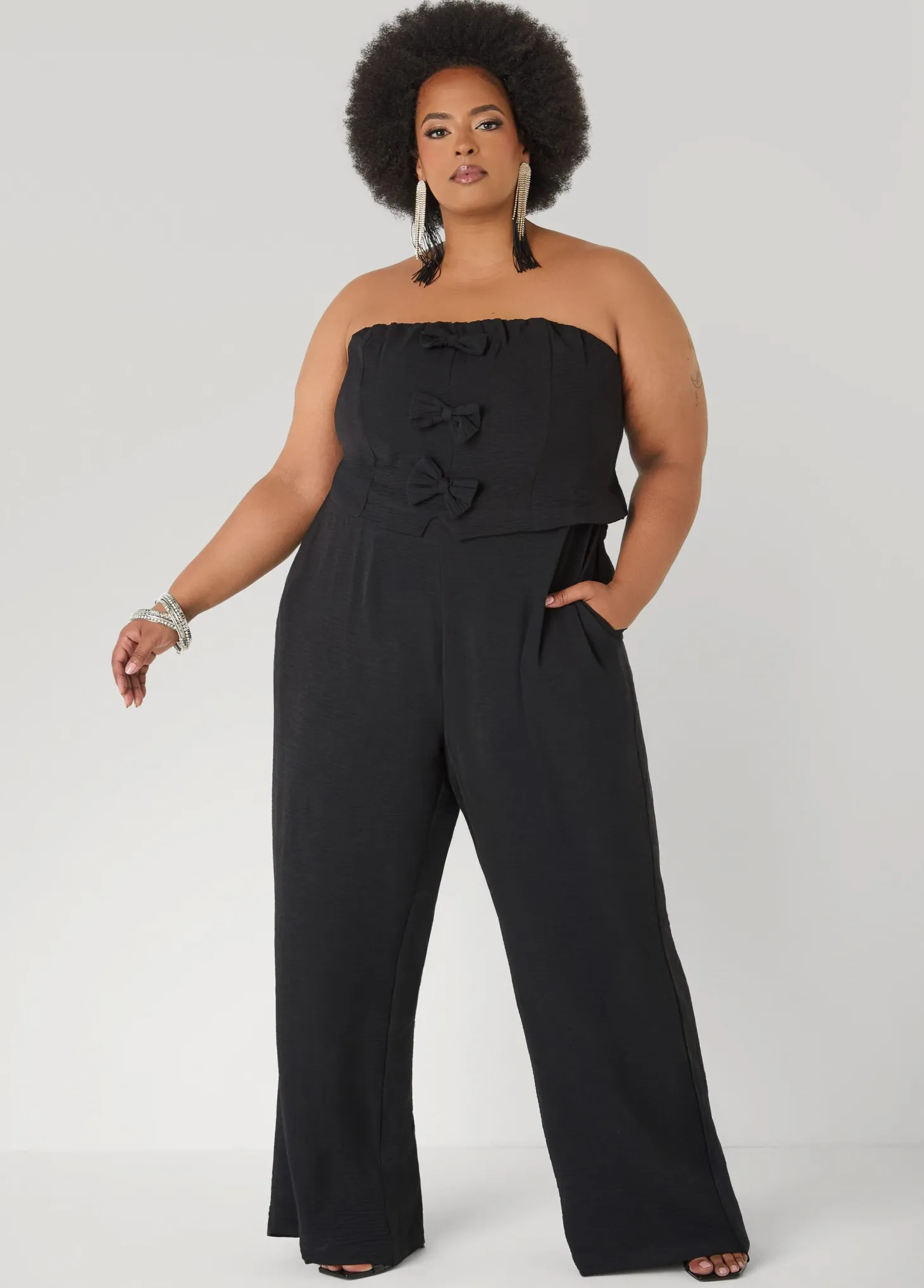 Tall Strapless Bow Embellished Jumpsuit