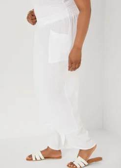 Textured Cotton Gauze Pants