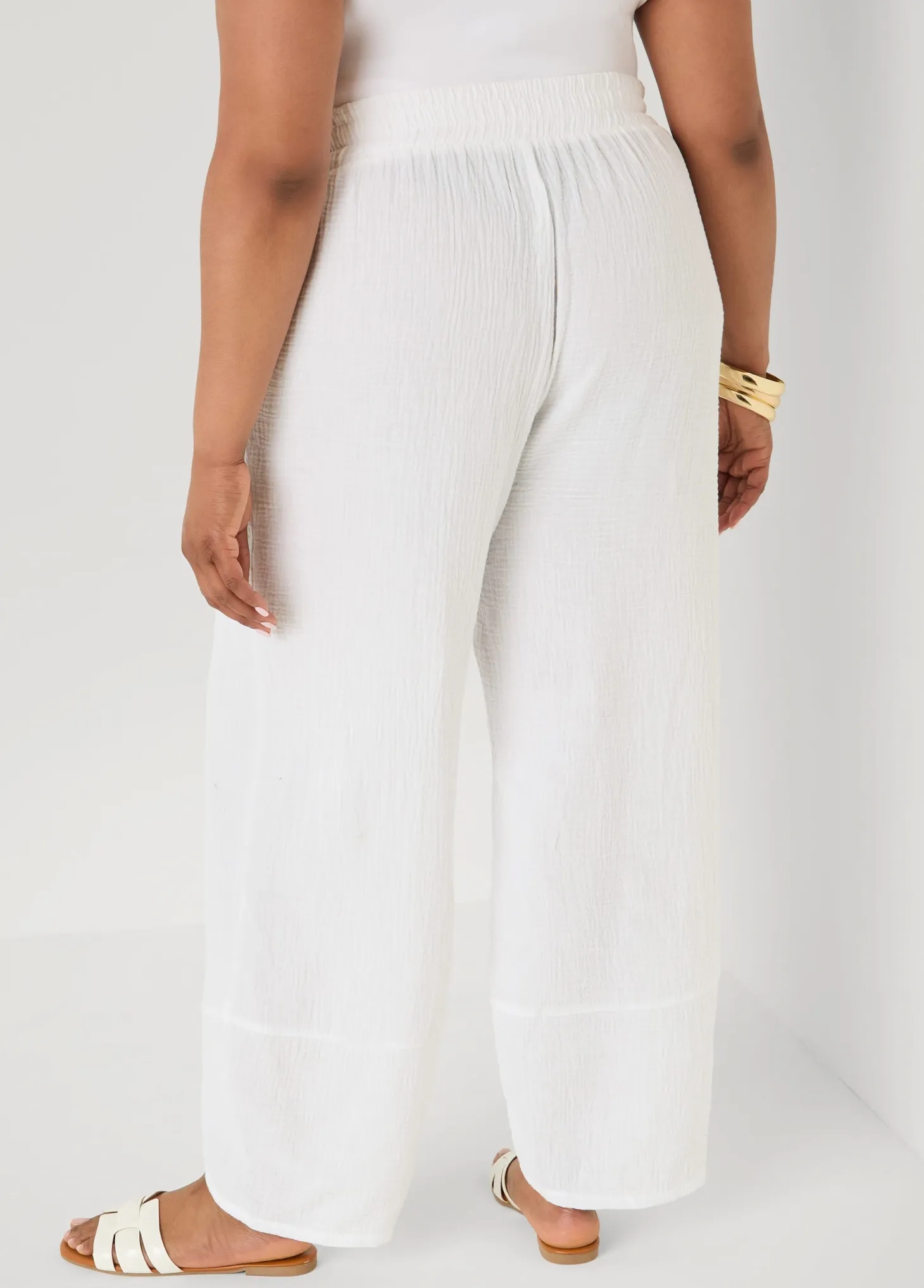 Textured Cotton Gauze Pants