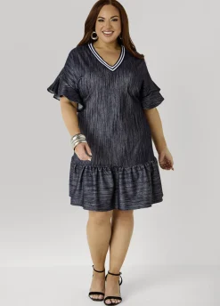 Textured Denim Babydoll Dress