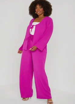 Textured Drawstring Wide Leg Pants