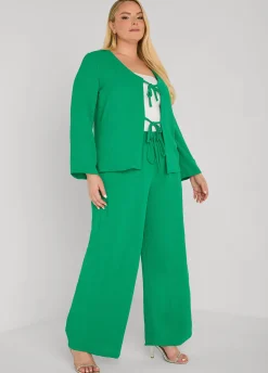 Textured Drawstring Wide Leg Pants