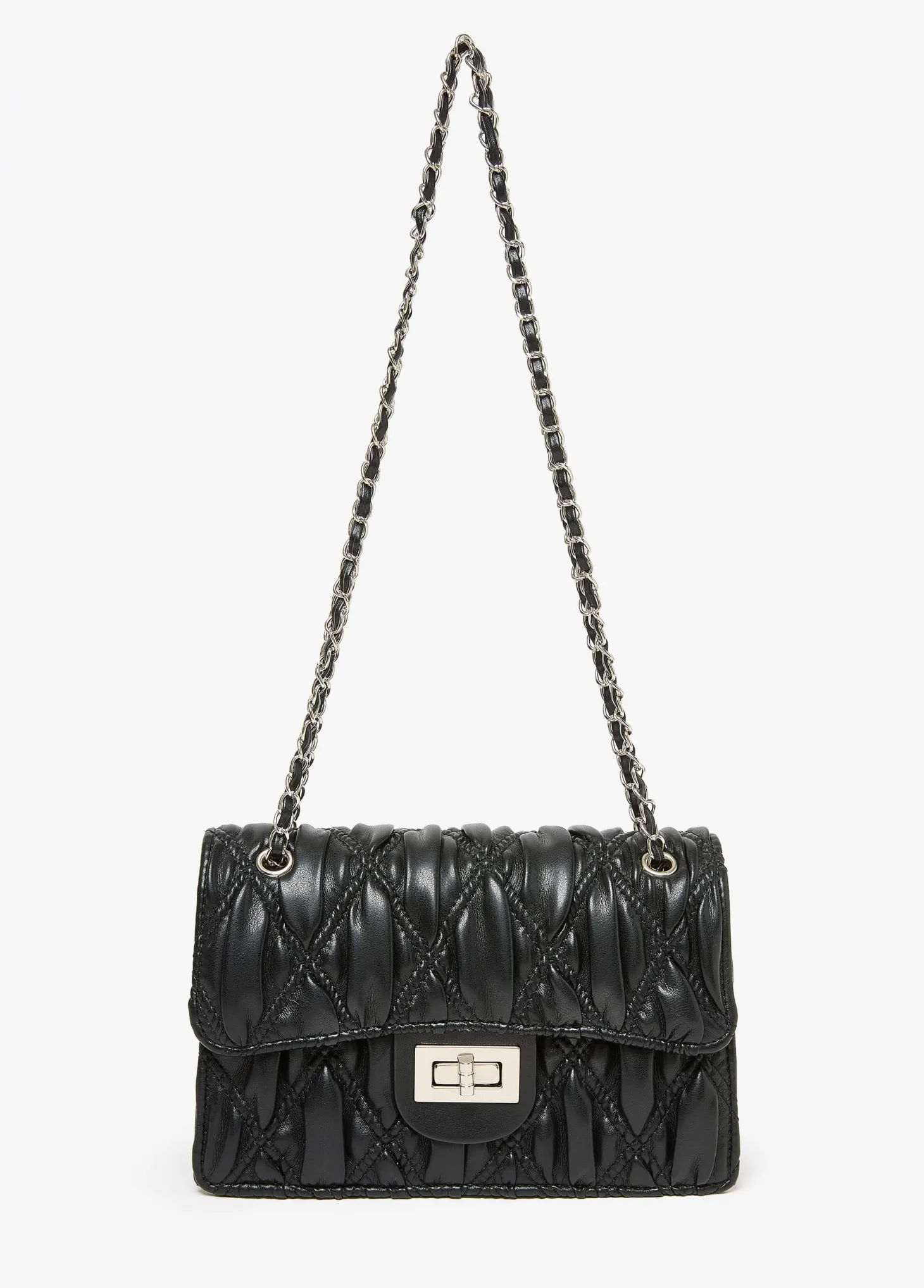 Textured Faux Leather Flap Bag