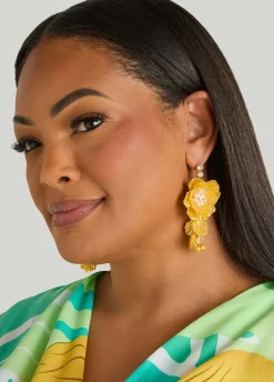 Textured Floral Beaded Earrings