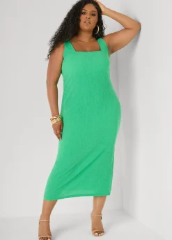 Textured Square Neck Midaxi Dress