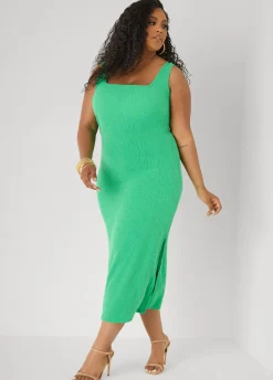 Textured Square Neck Midaxi Dress