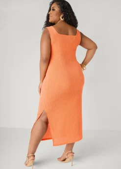 Textured Square Neck Midaxi Dress