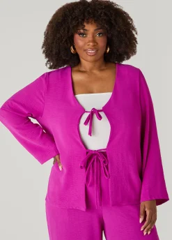 Textured Tie Front Jacket