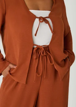 Textured Tie Front Jacket