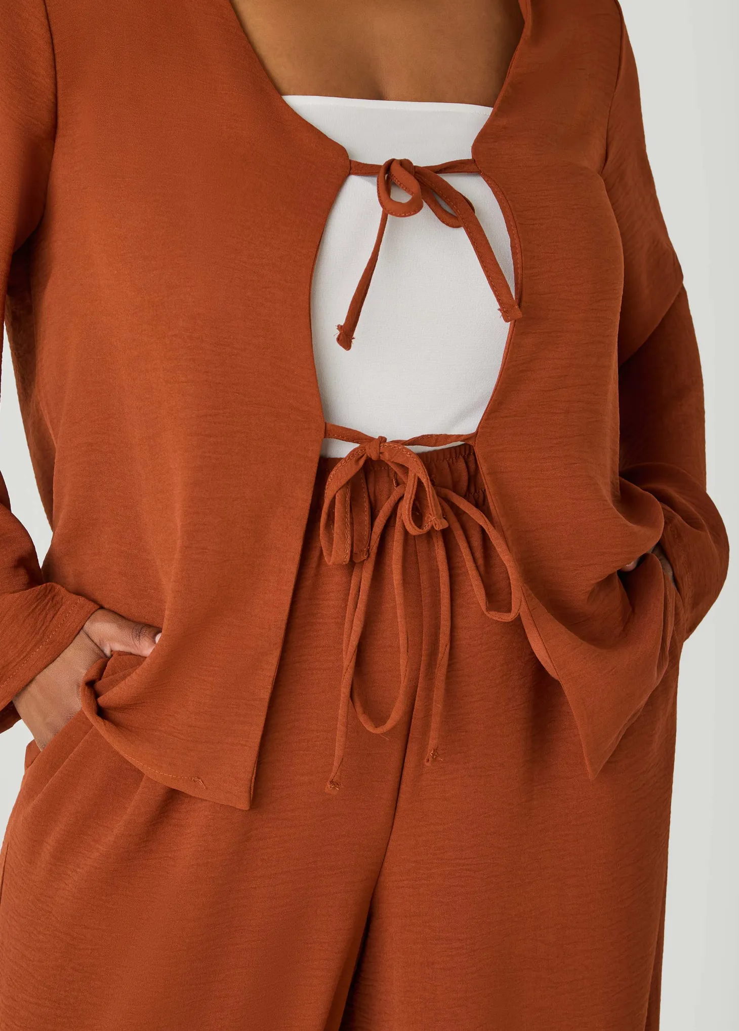 Textured Tie Front Jacket