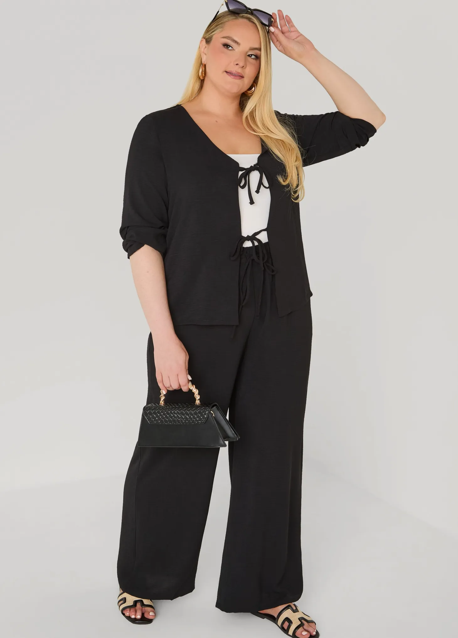 Textured Tie Front Jacket