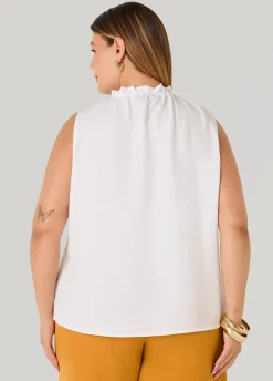 Textured Tie Neck Keyhole Top