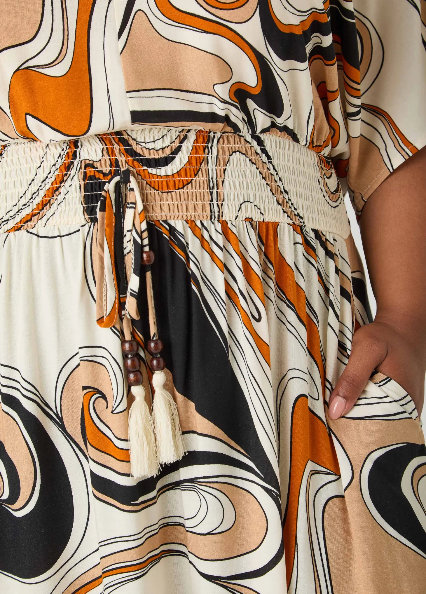 Tie Back Scroll Print Maxi Dress