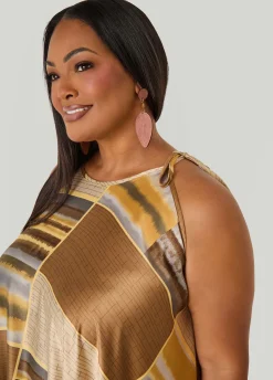 Tie Neck Printed Maxi Dress
