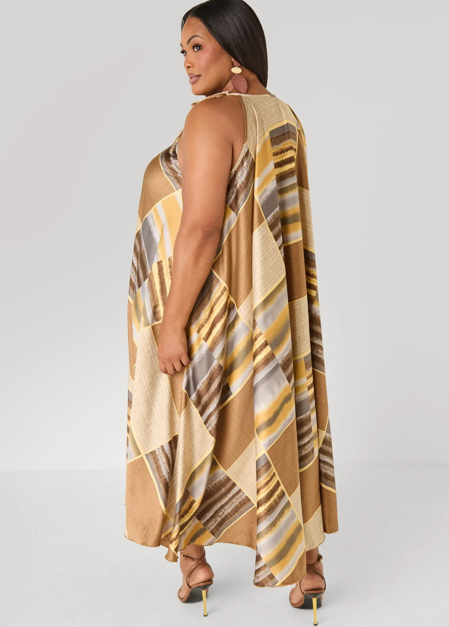 Tie Neck Printed Maxi Dress