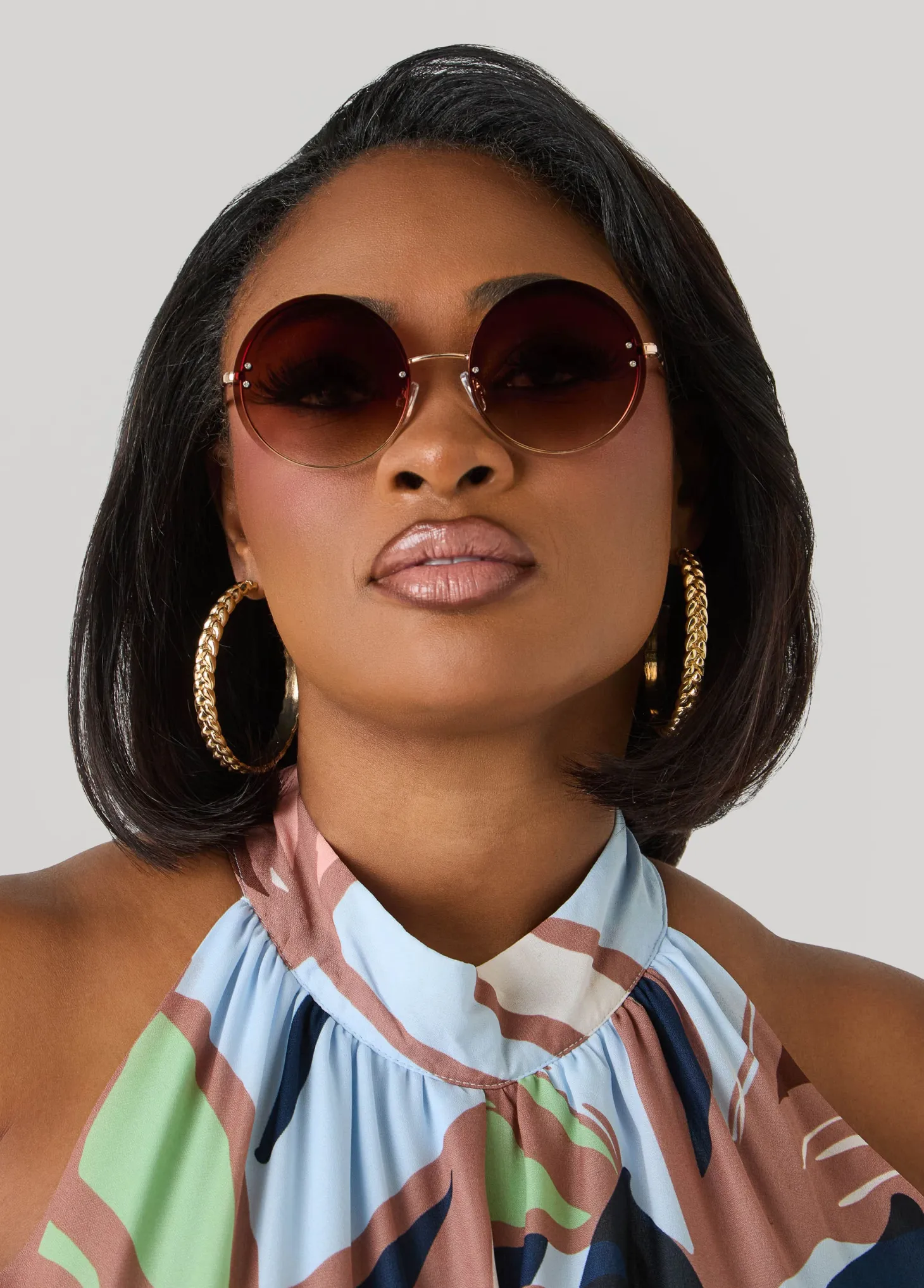 Tinted Round Frame Sunglasses