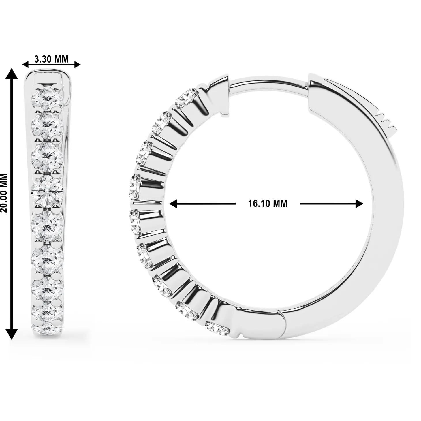 0.50 To 2 Carat Round Lab Diamond Single Row Hoop Earrings In Sterling Silver