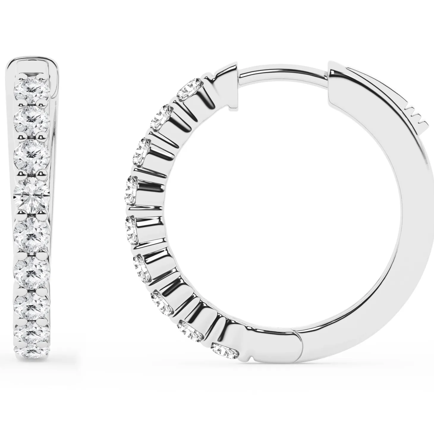 0.50 To 2 Carat Round Lab Diamond Single Row Hoop Earrings In Sterling Silver