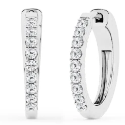 0.50 To 2 Carat Round Lab Diamond Single Row Hoop Earrings In Sterling Silver