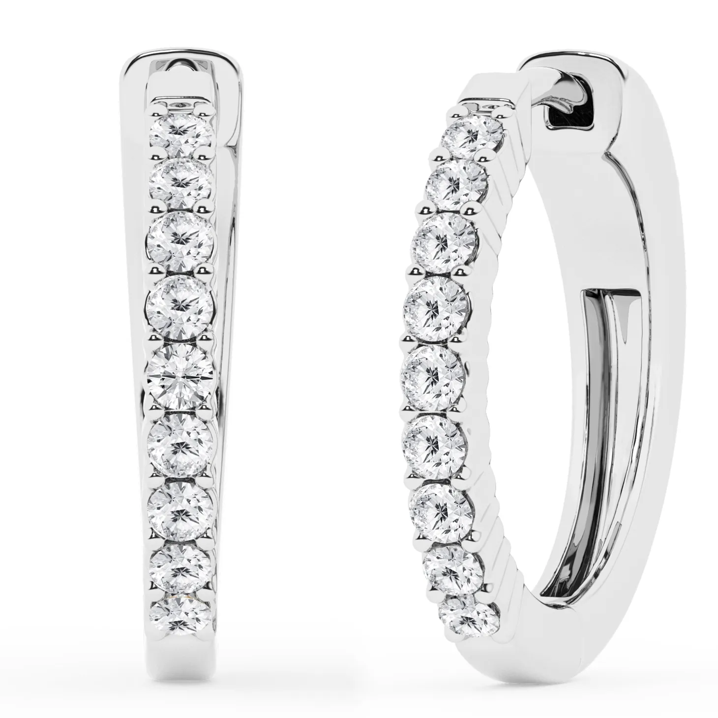 0.50 To 2 Carat Round Lab Diamond Single Row Hoop Earrings In Sterling Silver