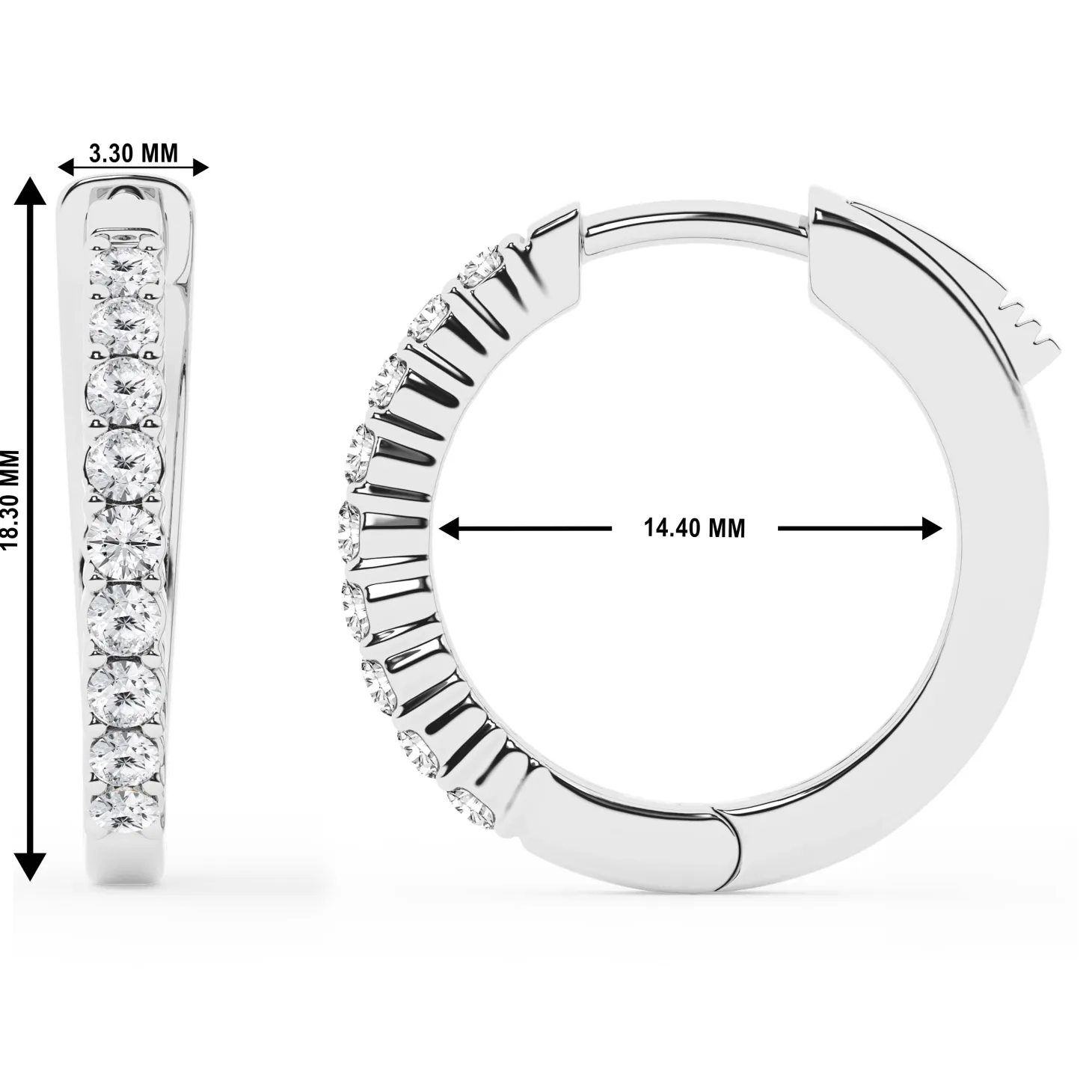 0.50 To 2 Carat Round Lab Diamond Single Row Hoop Earrings In Sterling Silver