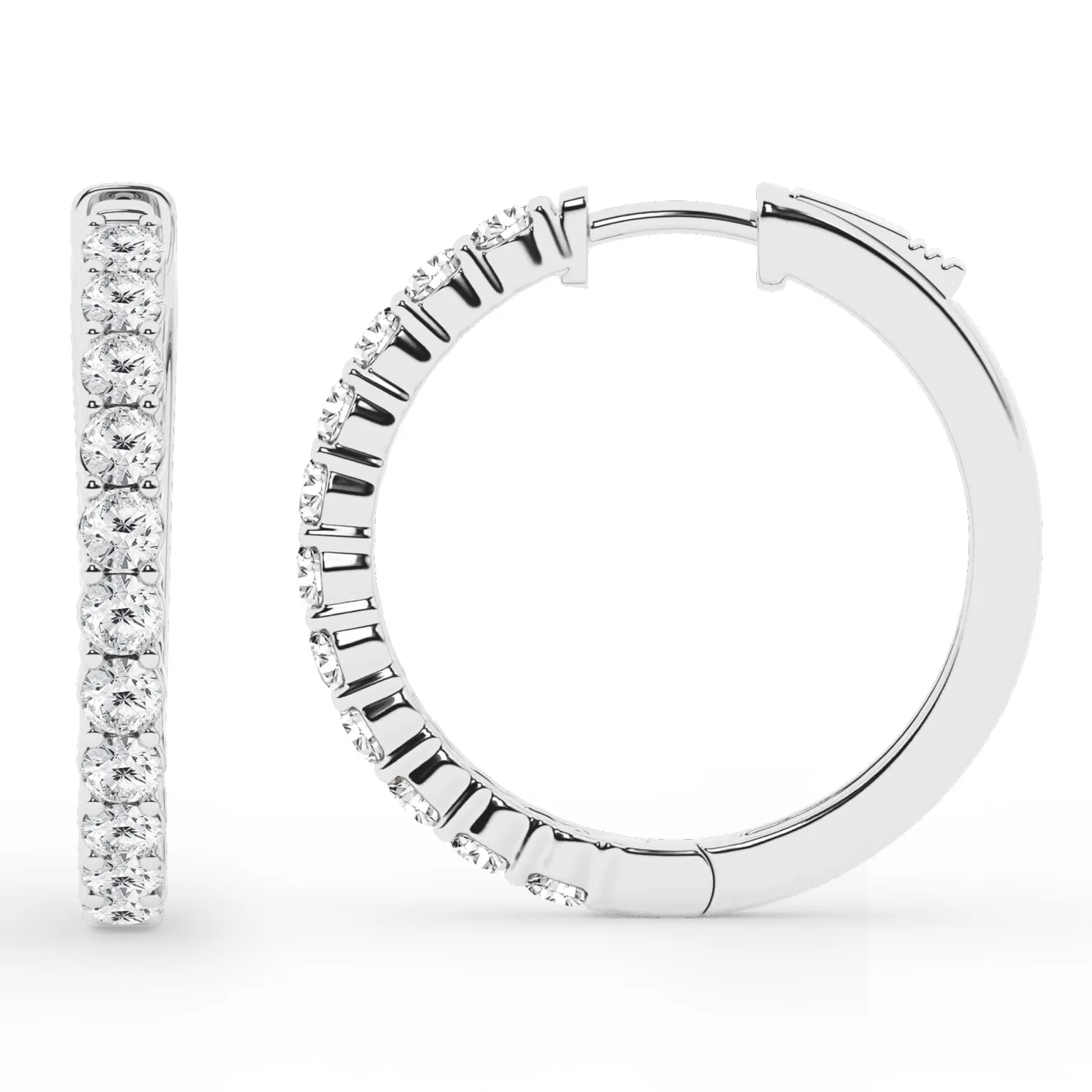 0.50 To 2 Carat Round Lab Diamond Single Row Hoop Earrings In Sterling Silver