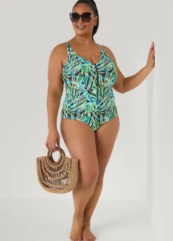 Tropical Zip Front Swimsuit