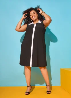 Two Tone Button Front Dress