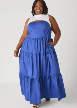Two Tone Cutout Maxi Dress
