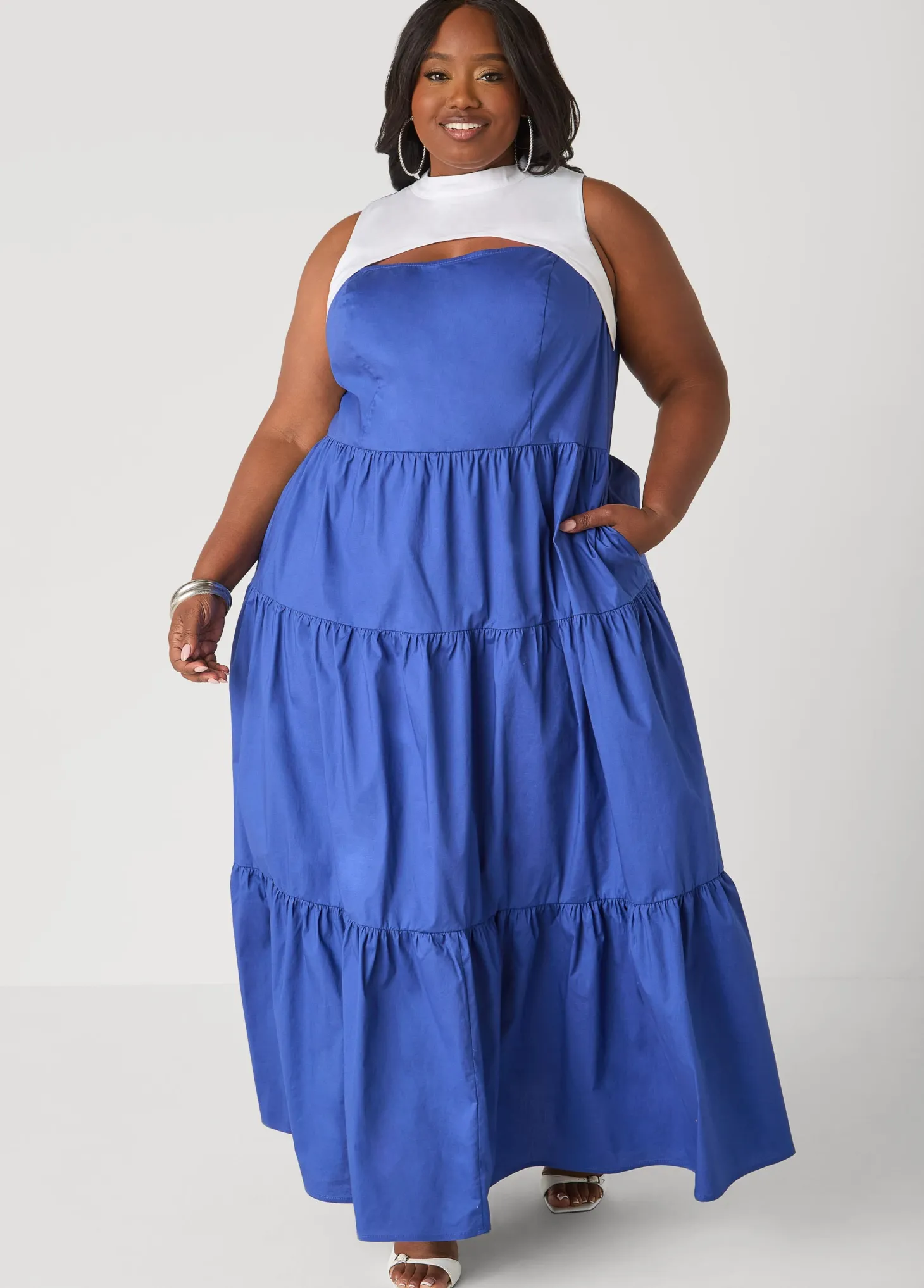 Two Tone Cutout Maxi Dress