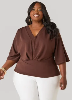 V Neck Stretch Crepe Top